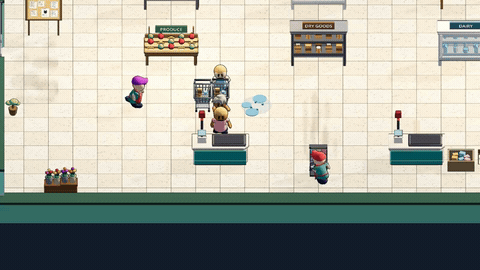 GIF: two players splitting the shift in couch co-op