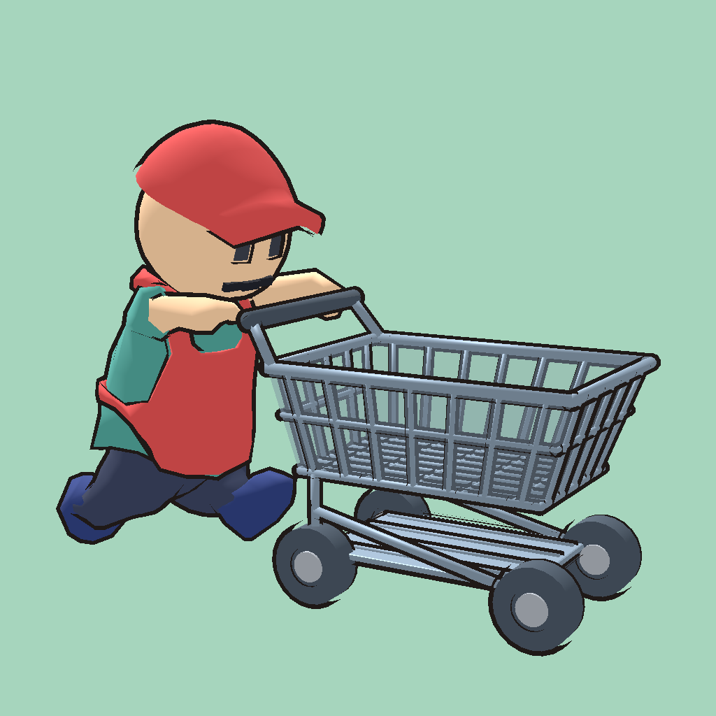 The player pushing a shopping cart