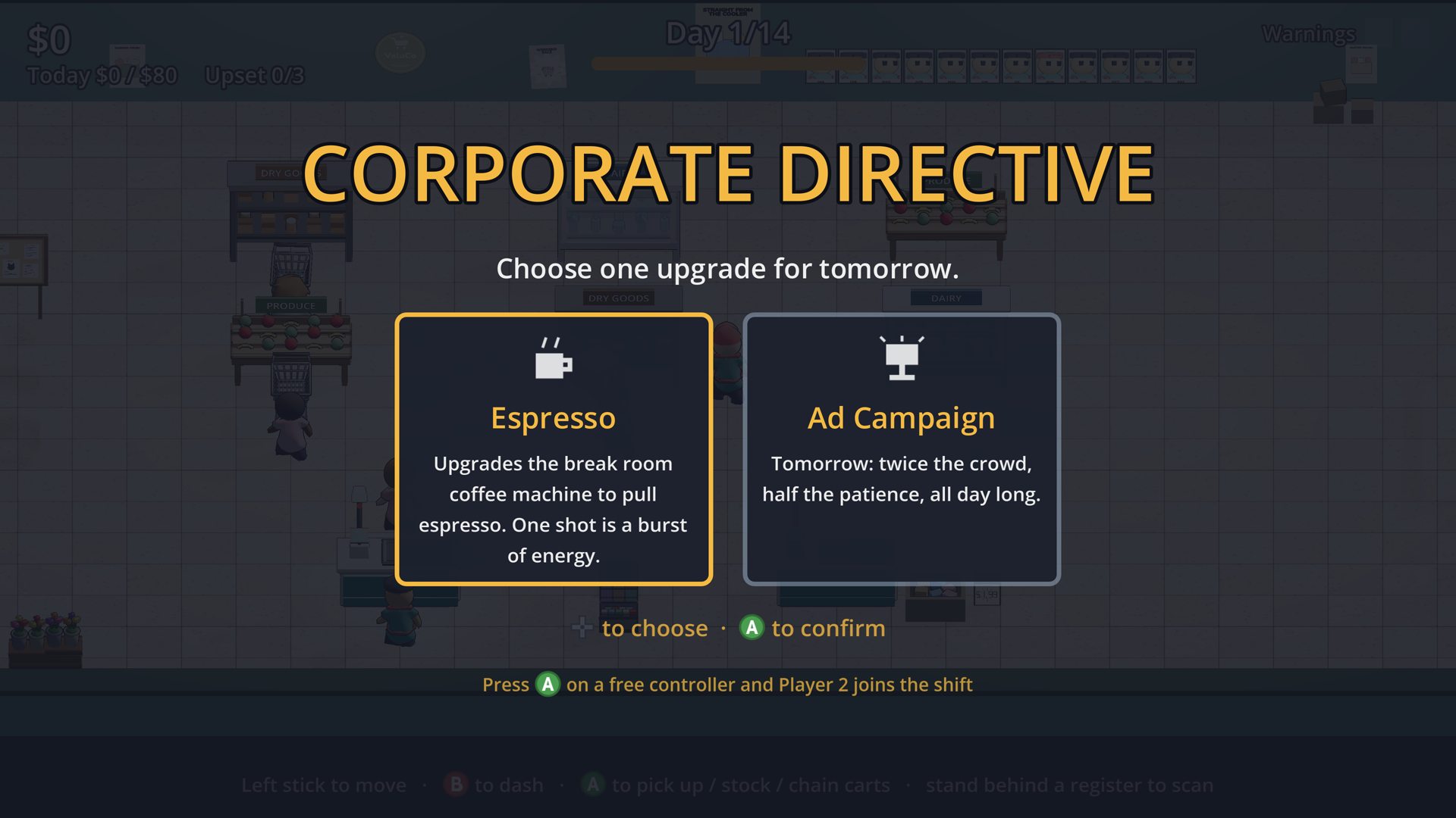 The nightly corporate directive draft screen